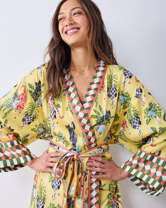 Macrame Mischief - Eco Satin Robe - Sunshine - Printfresh