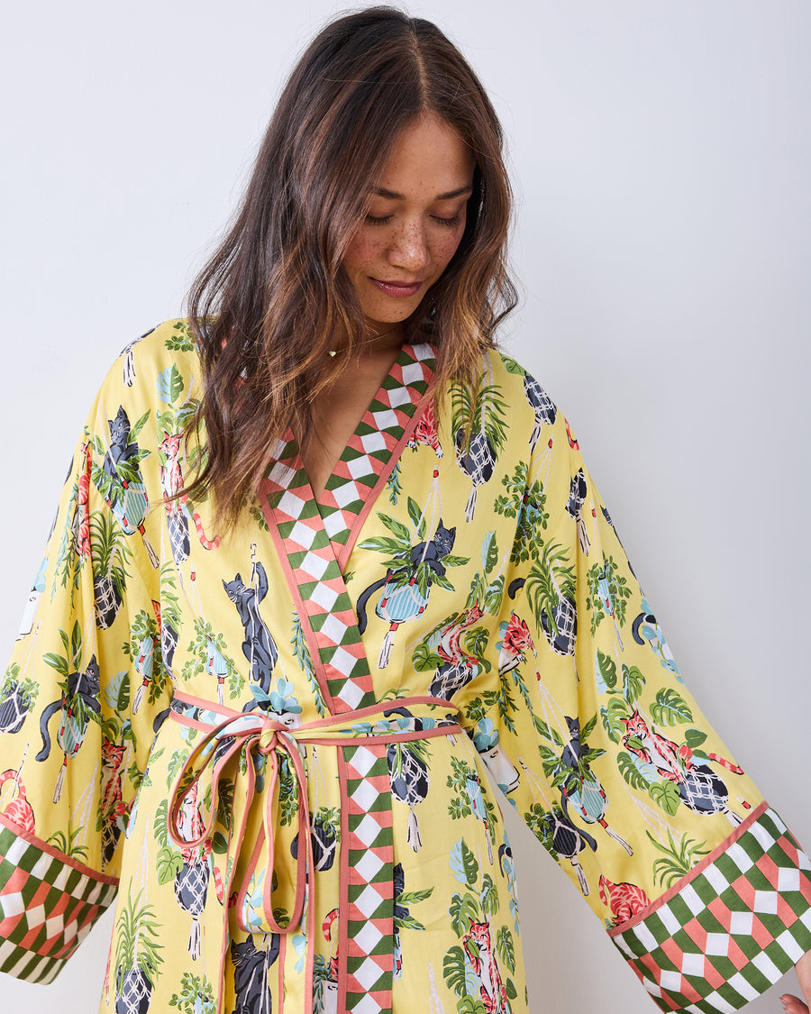 Macrame Mischief - Eco Satin Robe - Sunshine - Printfresh