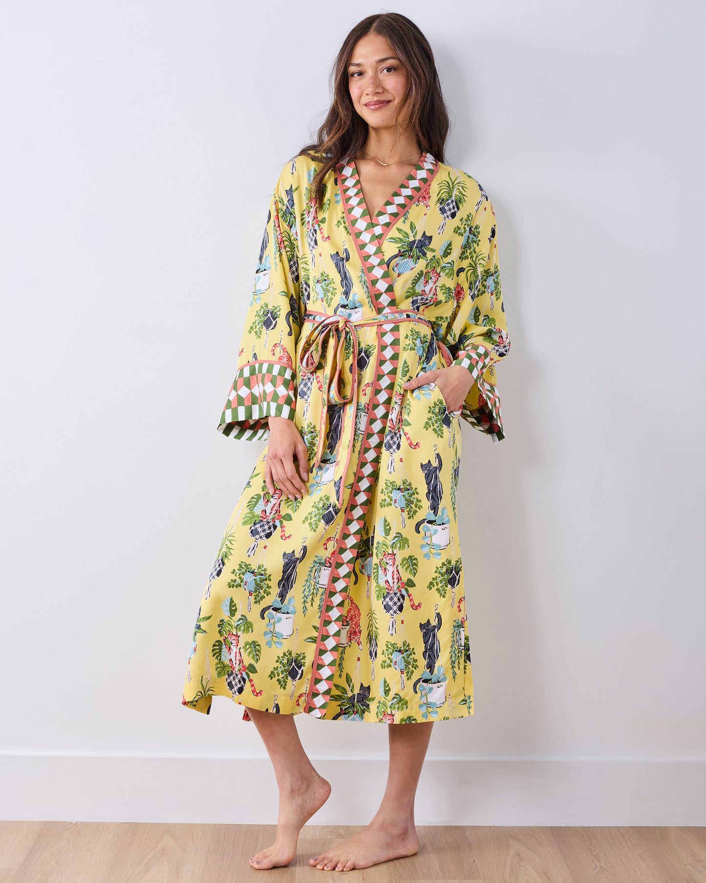 Macrame Mischief - Eco Satin Robe - Sunshine - Printfresh