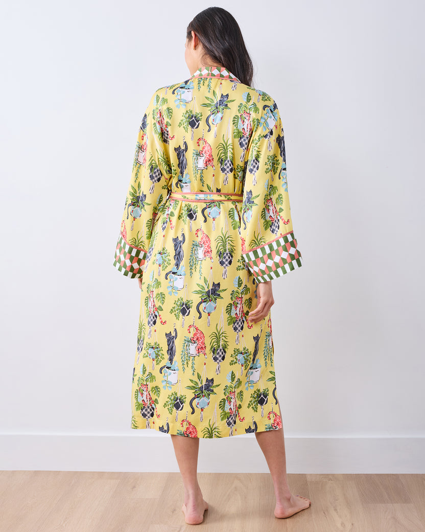 Macrame Mischief - Eco Satin Robe - Sunshine - Printfresh