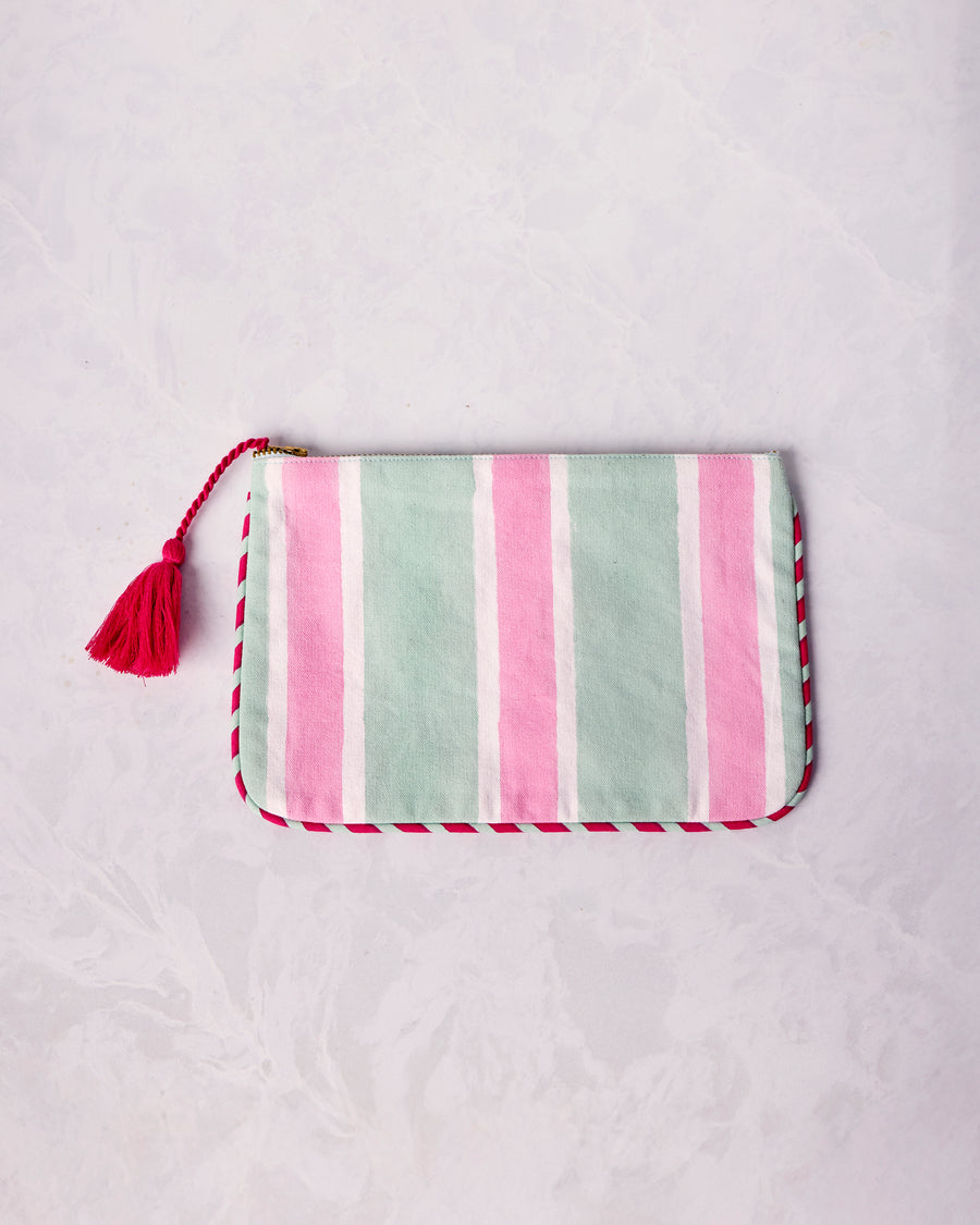 Mah Jongg Menagerie - Canvas Pouch - Pale Jade - Printfresh