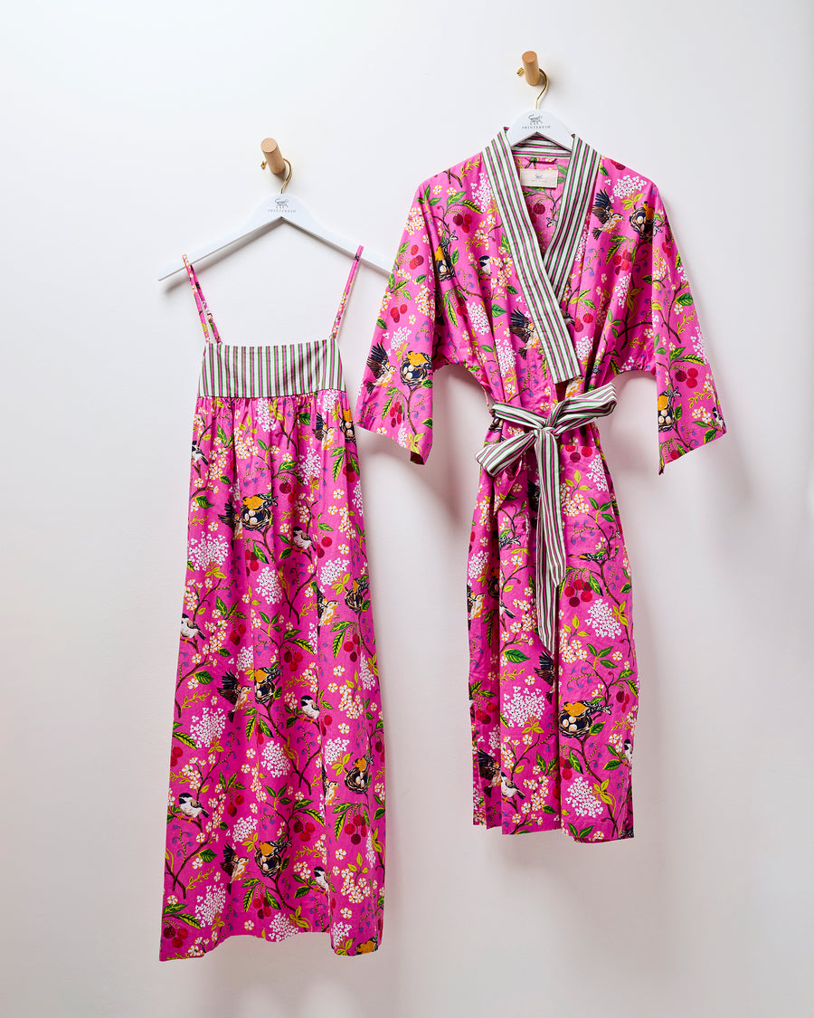 Bird & Blossom - Robe & Daydream Nightgown Bundle - Fuchsia Berry - Printfresh
