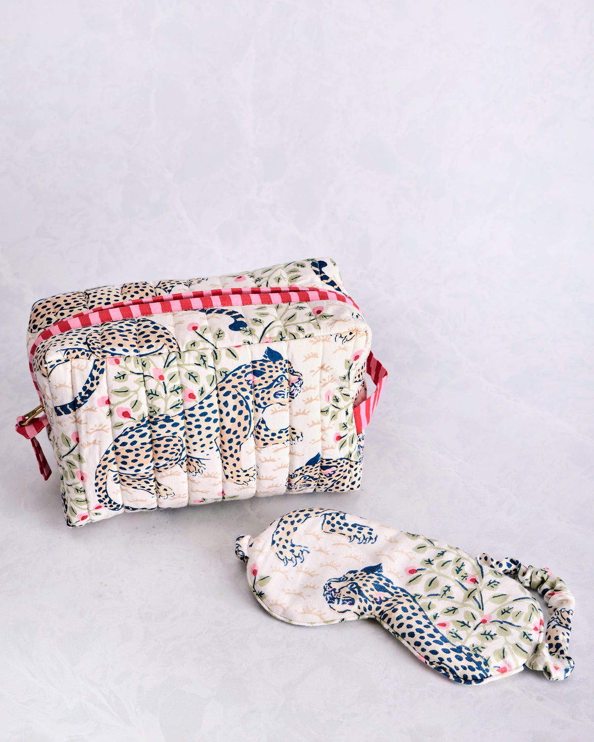 Bagheera - Quilted Pouch & Eco Satin Eye Mask Bundle - Wedding Cake - Printfresh