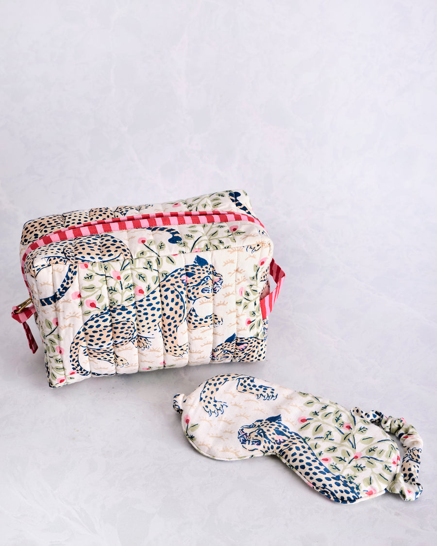 Bagheera - Quilted Pouch & Eco Satin Eye Mask Bundle - Wedding Cake - Printfresh