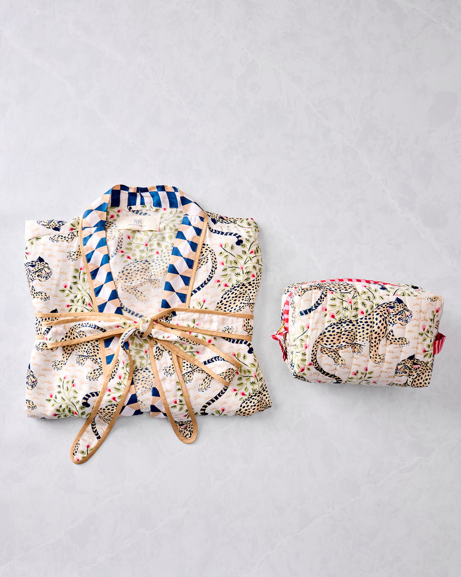 Bagheera - Eco Satin Robe & Quilted Pouch Bundle - Wedding Cake - Printfresh