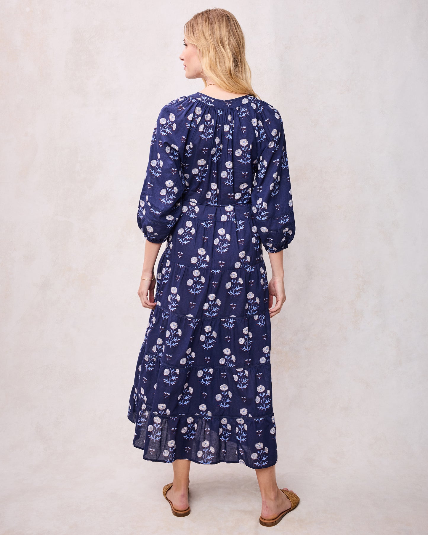 Marigold Bloom - Main Street Dress - Midnight Tide - Printfresh