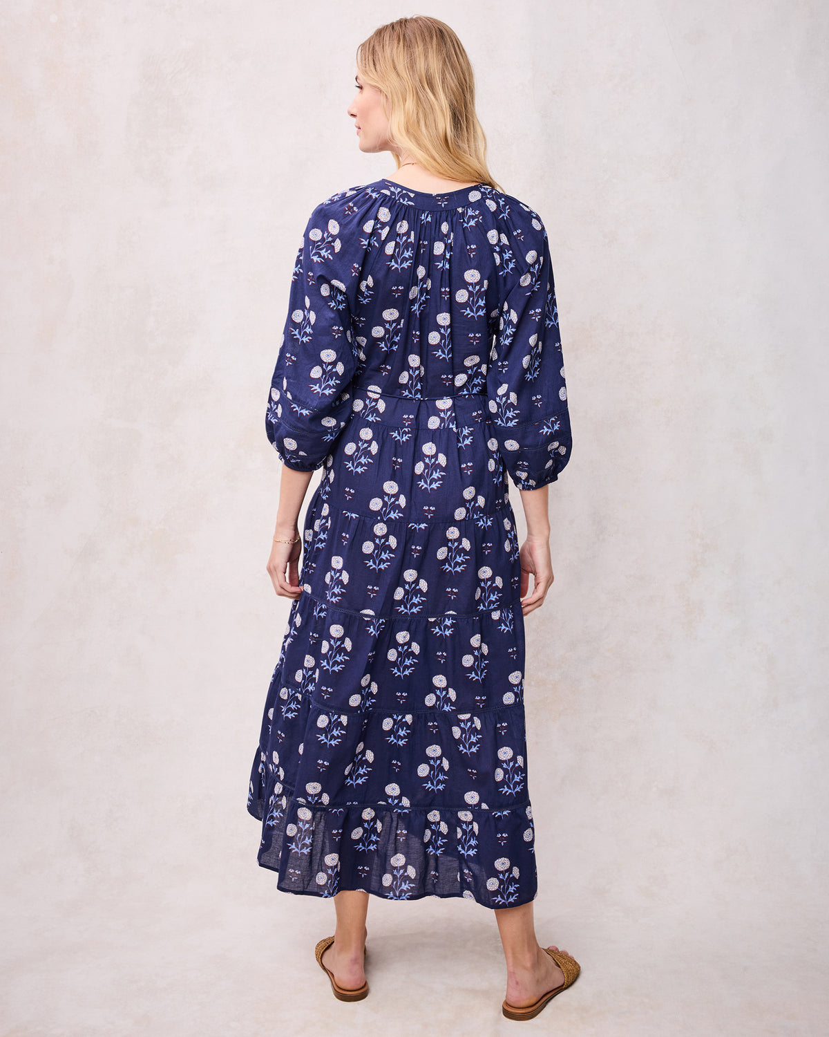 Marigold Bloom - Main Street Dress - Midnight Tide - Printfresh