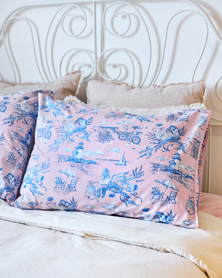 Mermaid Toile - Pillowcase Set of 2 - Blush - Printfresh