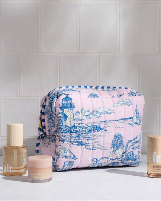 Mermaid Toile - Quilted Pouch - Blush - Printfresh