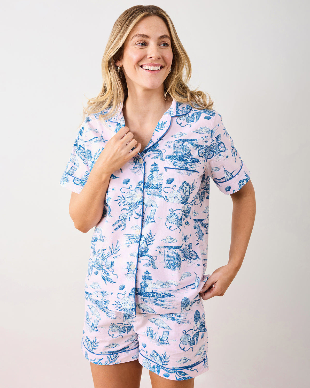 Mermaid Toile - Short PJ Set - Blush - Printfresh