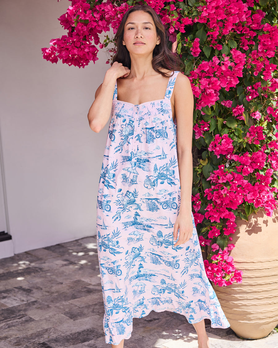 Mermaid Toile - Star Lit Sky Nightgown - Blush - Printfresh