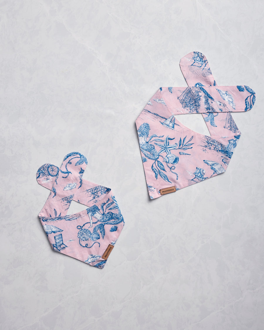 Mermaid Toile - Pet Bandana - Blush - Printfresh