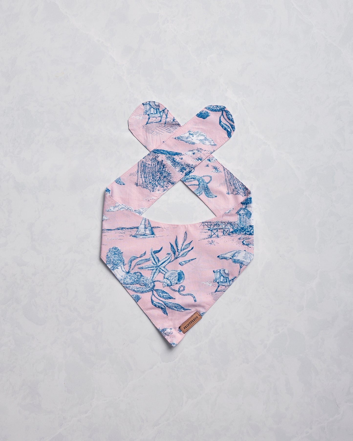 Mermaid Toile - Pet Bandana - Blush - Printfresh