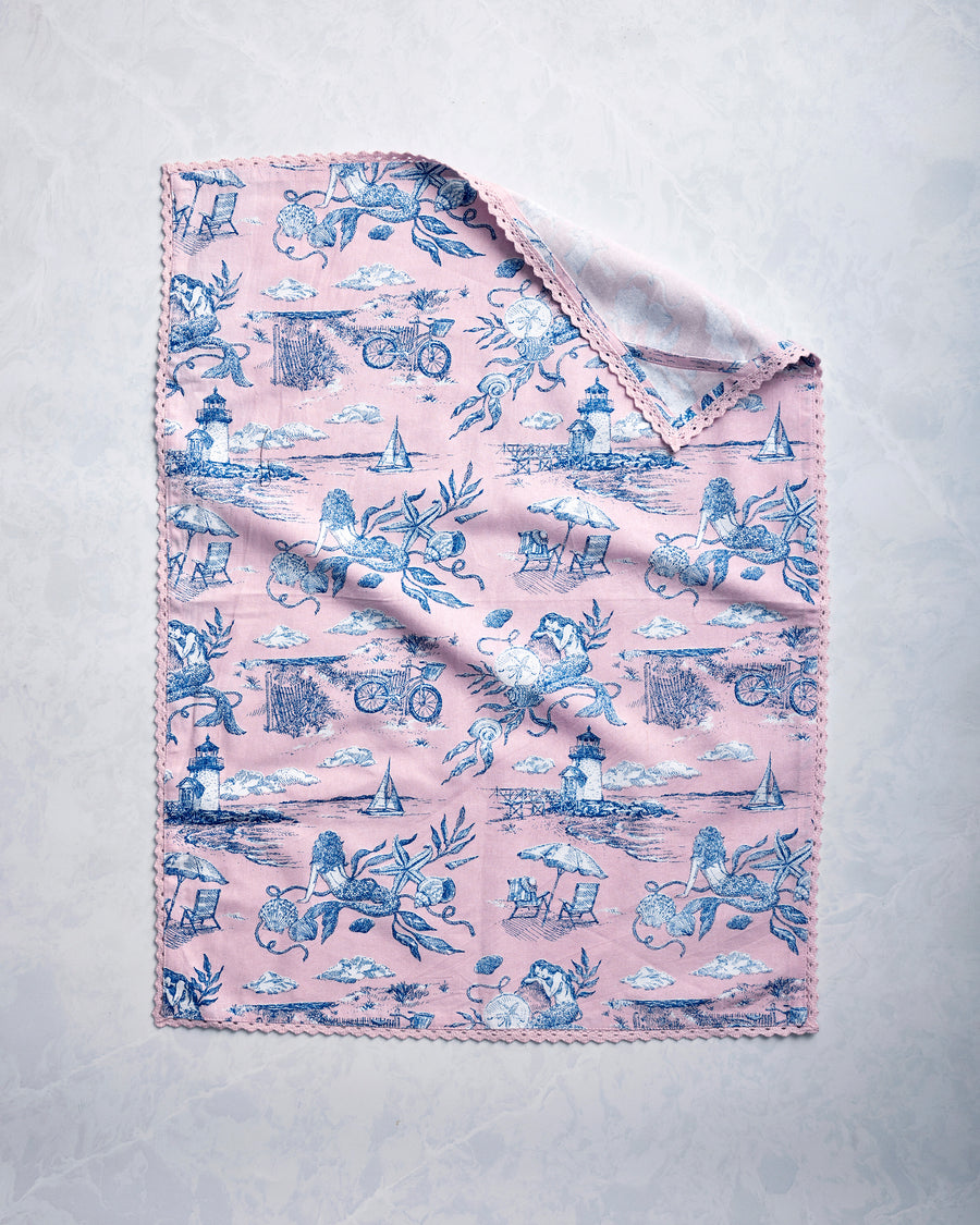 Mermaid Toile - Hostess Kitchen Towels - Blush - Printfresh