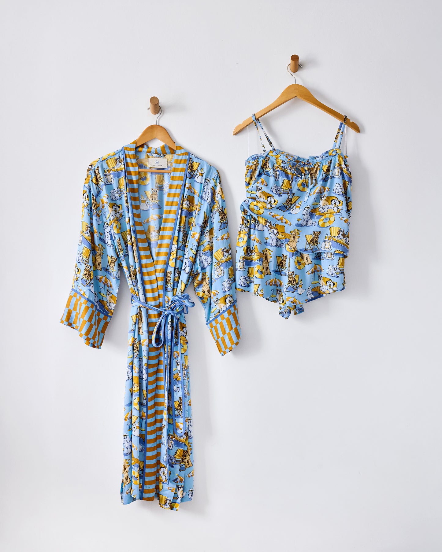 Palm Royale Pooches - Eco Satin Robe & Sydney Set Bundle - Cerulean Splash - Printfresh