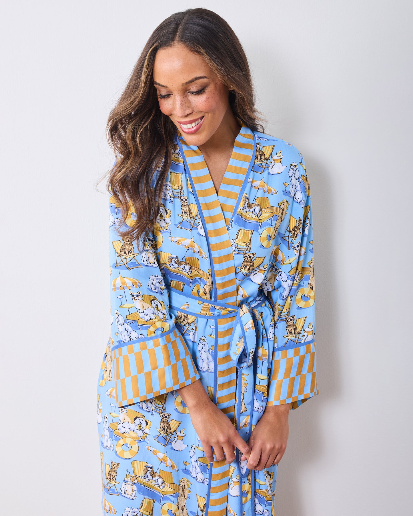 Palm Royale Pooches - Eco Satin Robe - Cerulean Splash - Printfresh