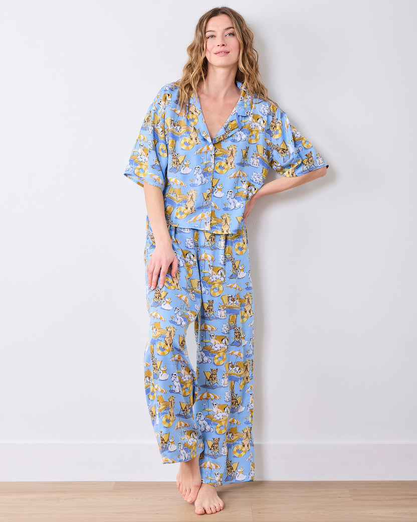 Palm Royale Pooches - Eco Satin Wildest Dreams Set - Cerulean Splash - Printfresh