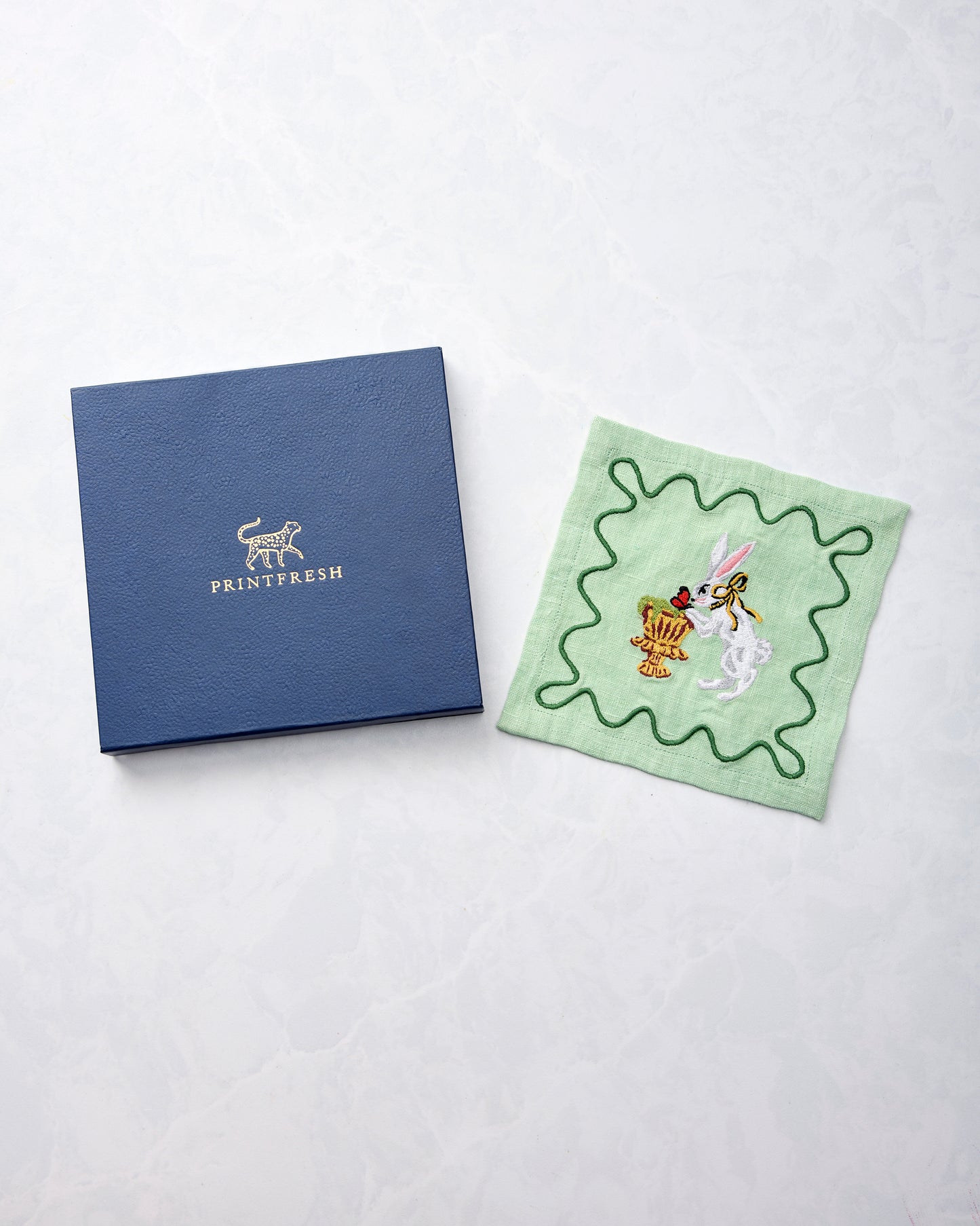 Rabbit Wonderland - Set of 4 Cocktail Napkins - Sage - Printfresh