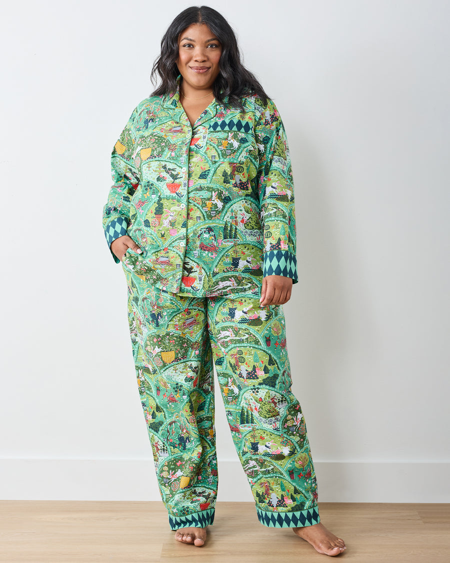 Rabbit Wonderland - Long PJ Set - Sage - Printfresh