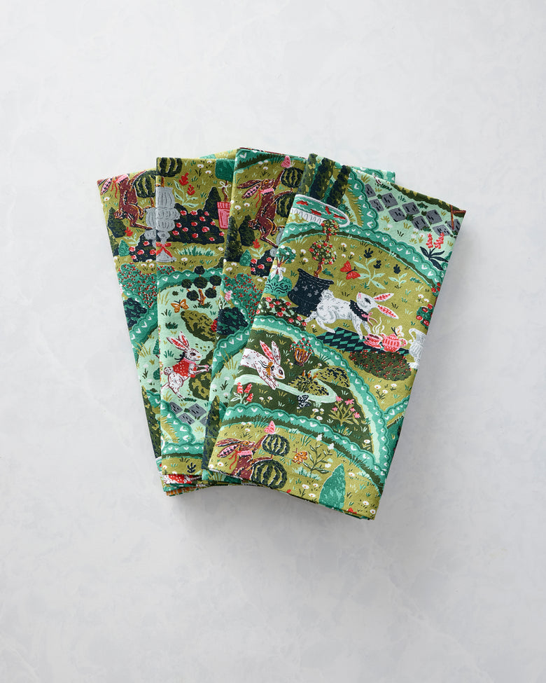 Rabbit Wonderland - Dinner Napkins Set of 4 - Sage - Printfresh