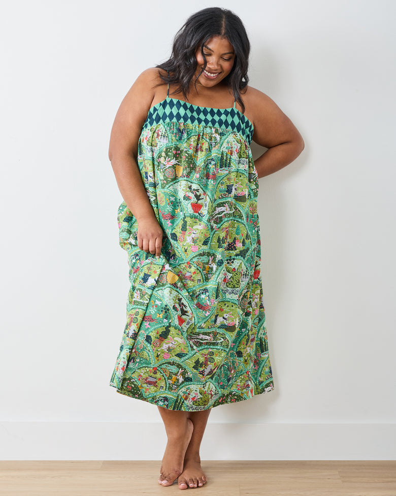 Rabbit Wonderland - Daydream Nightgown - Sage - Printfresh