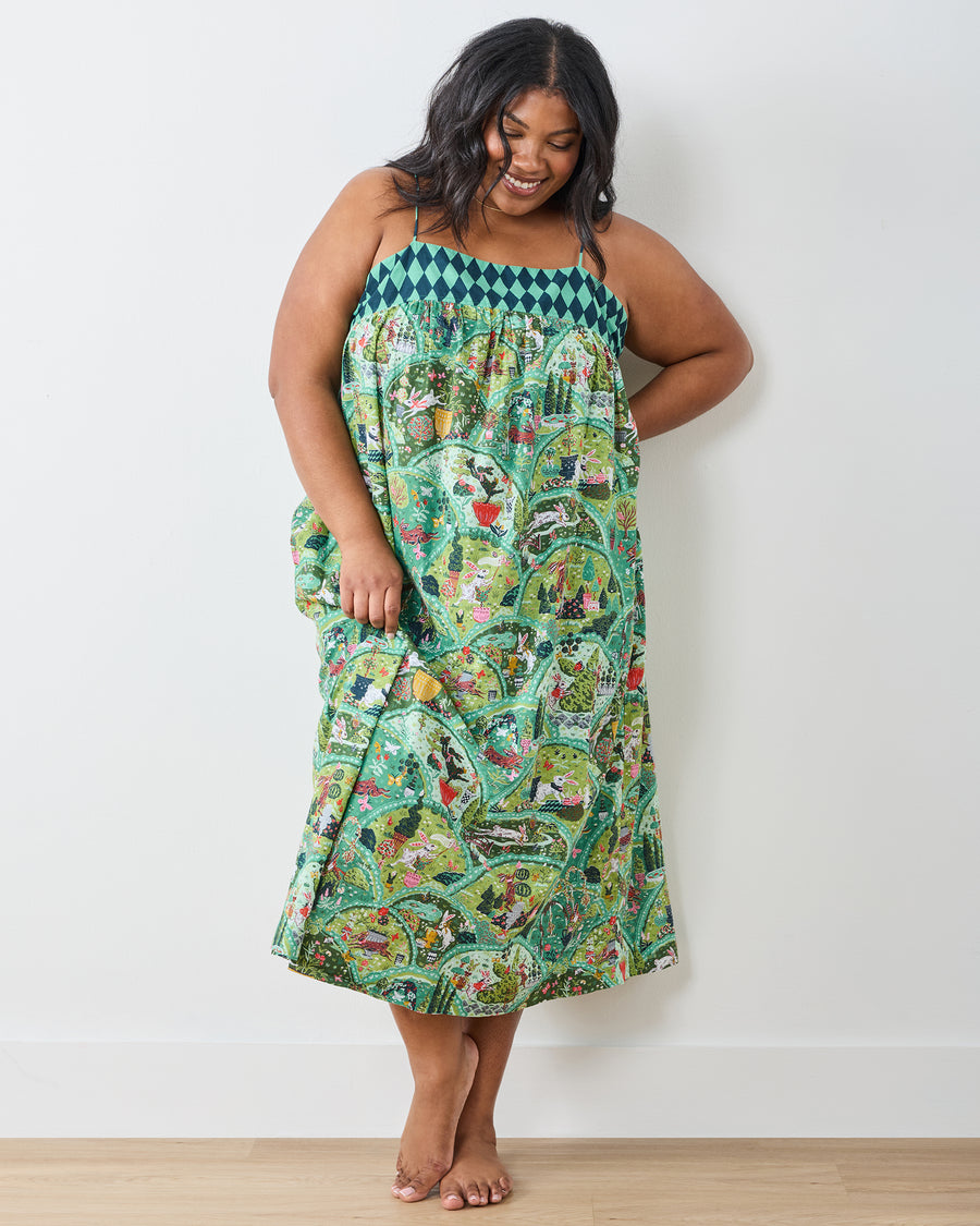 Rabbit Wonderland - Daydream Nightgown - Sage - Printfresh