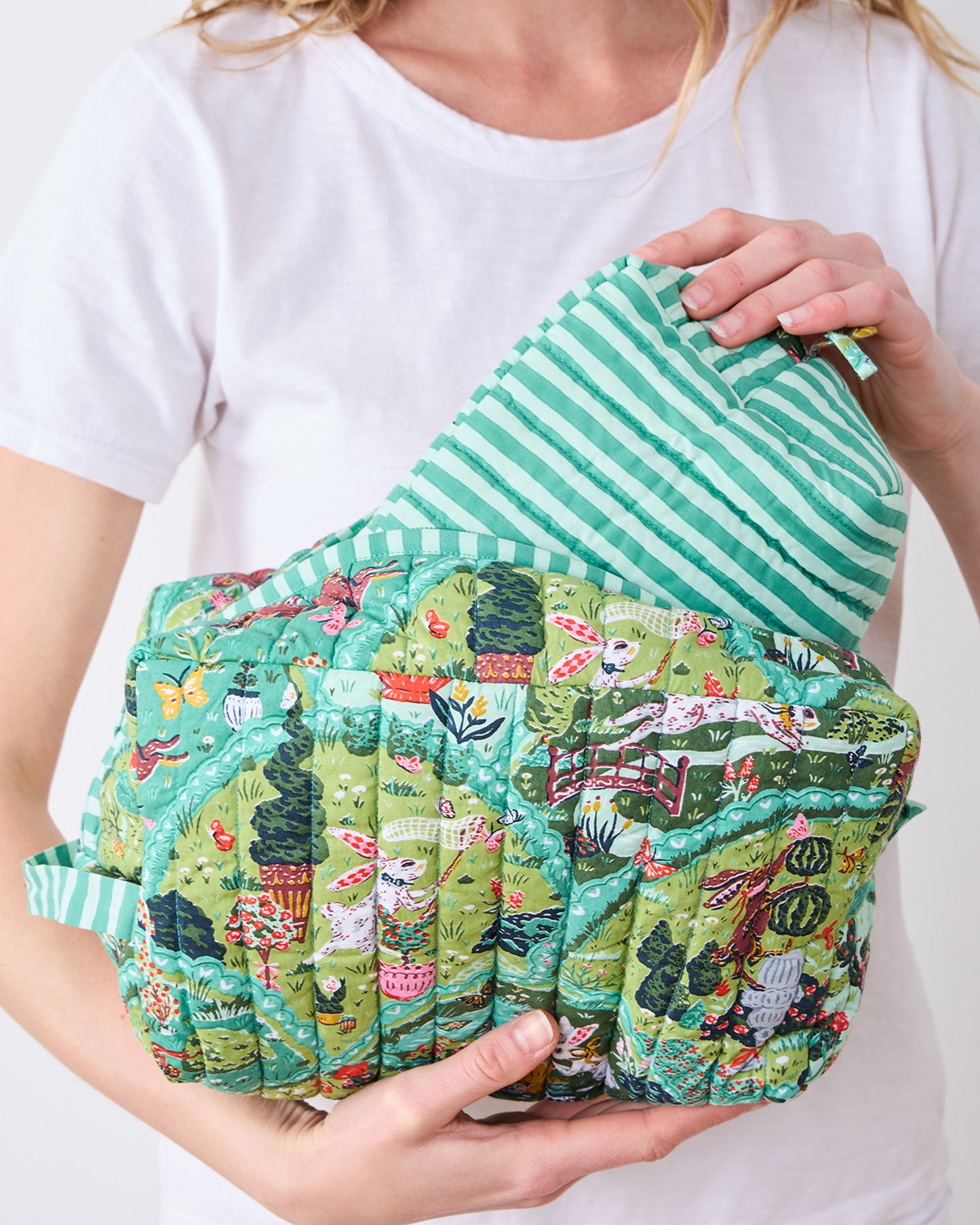 Rabbit Wonderland - Oversized Pouch Duo - Sage - Printfresh