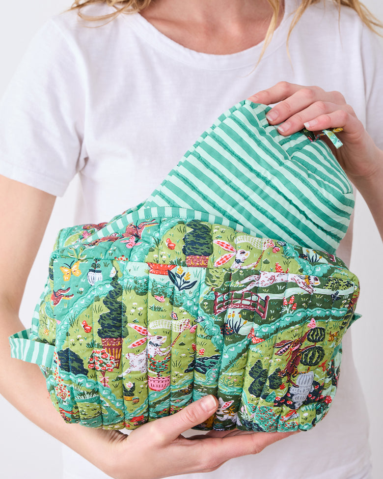 Rabbit Wonderland - Oversized Pouch Duo - Sage - Printfresh