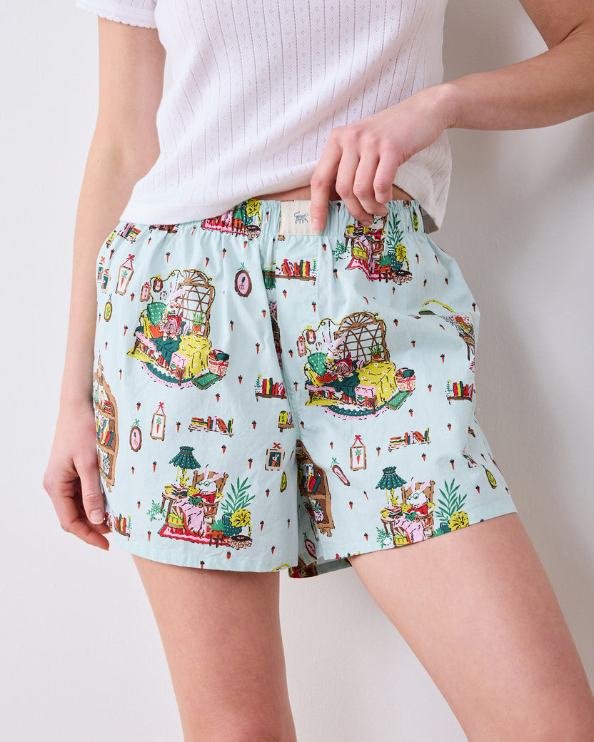 Reading Nook - Boyfriend Boxer - Blue Burrow - Printfresh