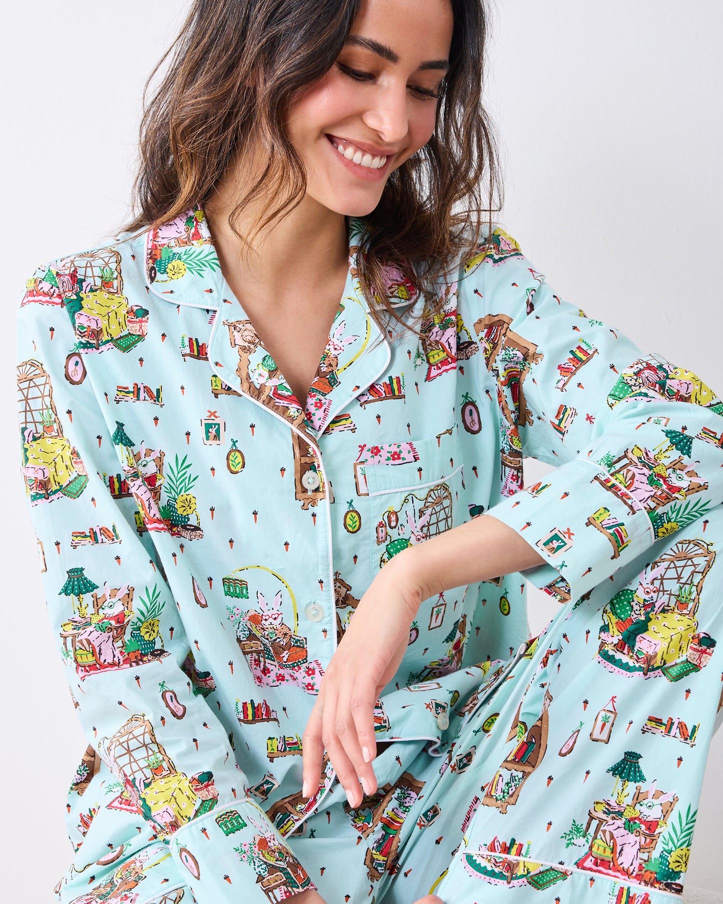 Reading Nook - Long PJ Set - Blue Burrow - Printfresh