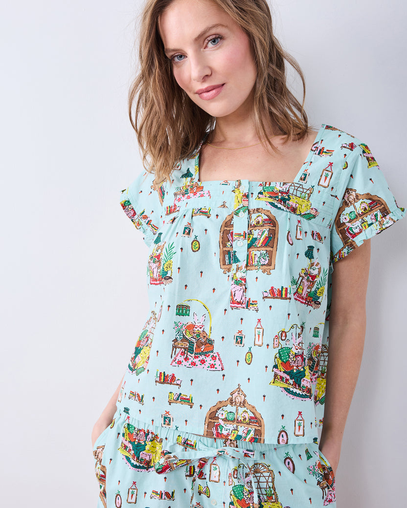 Reading Nook - Pintuck Short Set - Blue Burrow - Printfresh