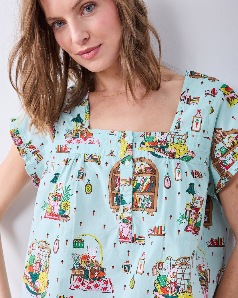 Reading Nook - Pintuck Short Set - Blue Burrow - Printfresh