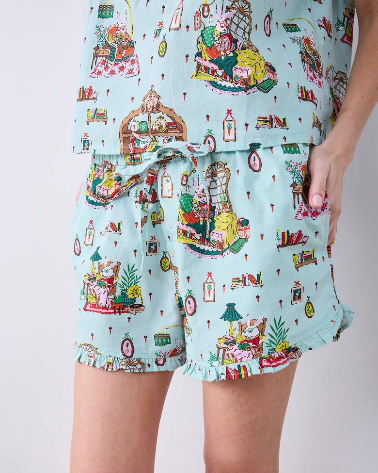 Reading Nook - Pintuck Short Set - Blue Burrow - Printfresh