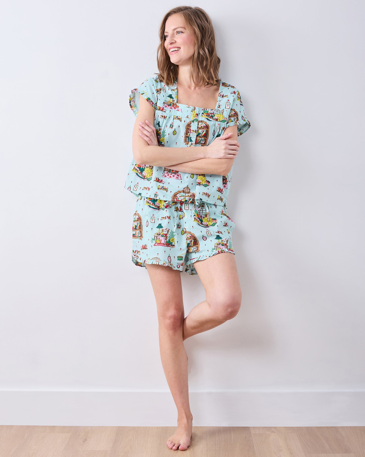 Reading Nook - Pintuck Short Set - Blue Burrow - Printfresh