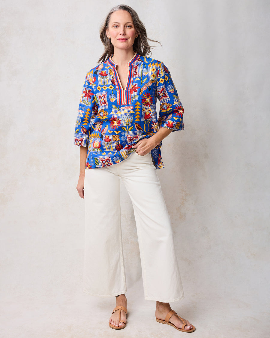 Songbird Quilt - Harlow Tunic - Blue Jean - Printfresh