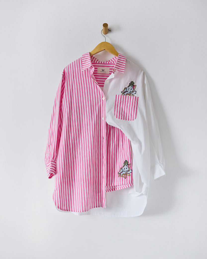 Spa Day Stripes - Everyday Button Down & Boyfriend Boxer Bundle - Pink Polish - Printfresh