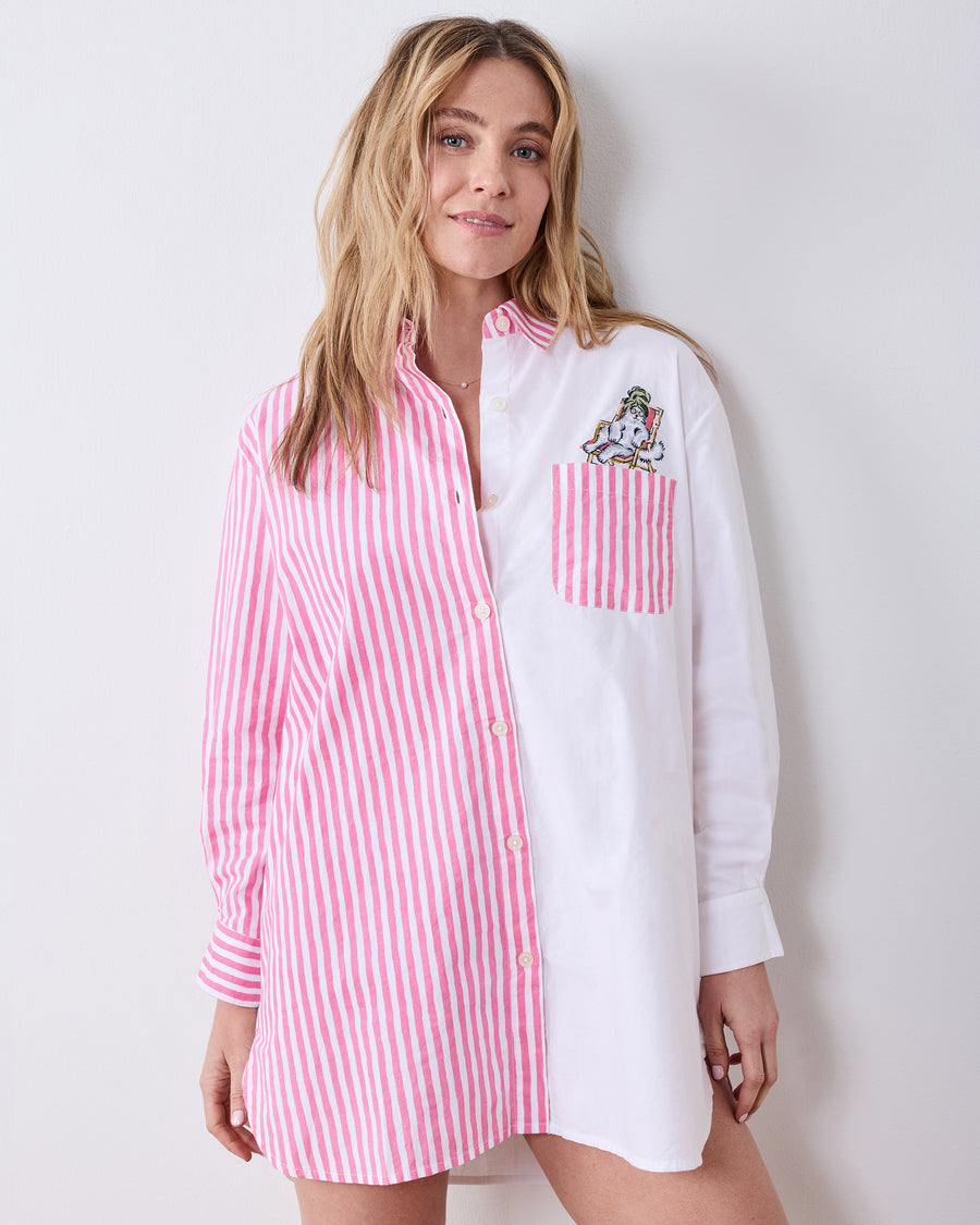 Spa Day Stripes - Everyday Button Down - Pink Polish - Printfresh