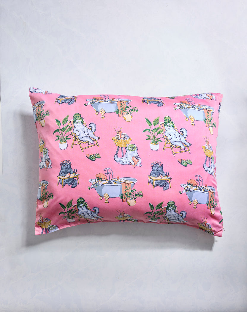 Spa Day - Eco Satin Pillowcase - Pink Polish - Printfresh