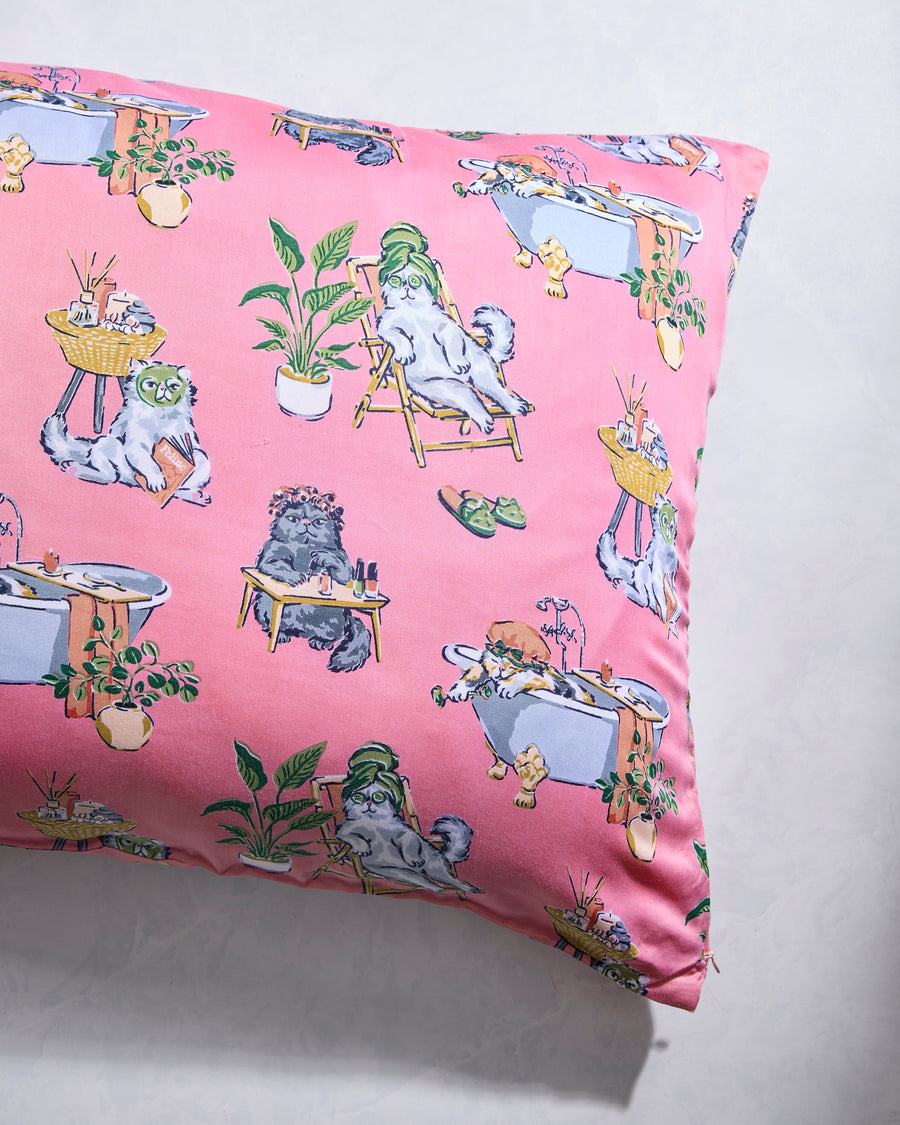 Spa Day - Eco Satin Pillowcase - Pink Polish - Printfresh