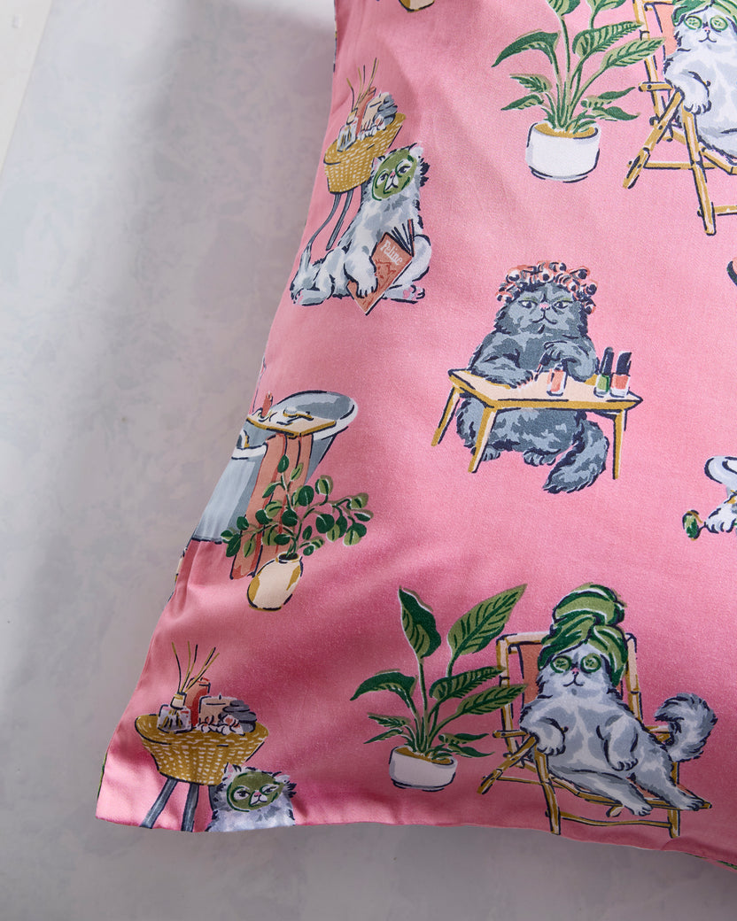 Spa Day - Eco Satin Pillowcase - Pink Polish - Printfresh