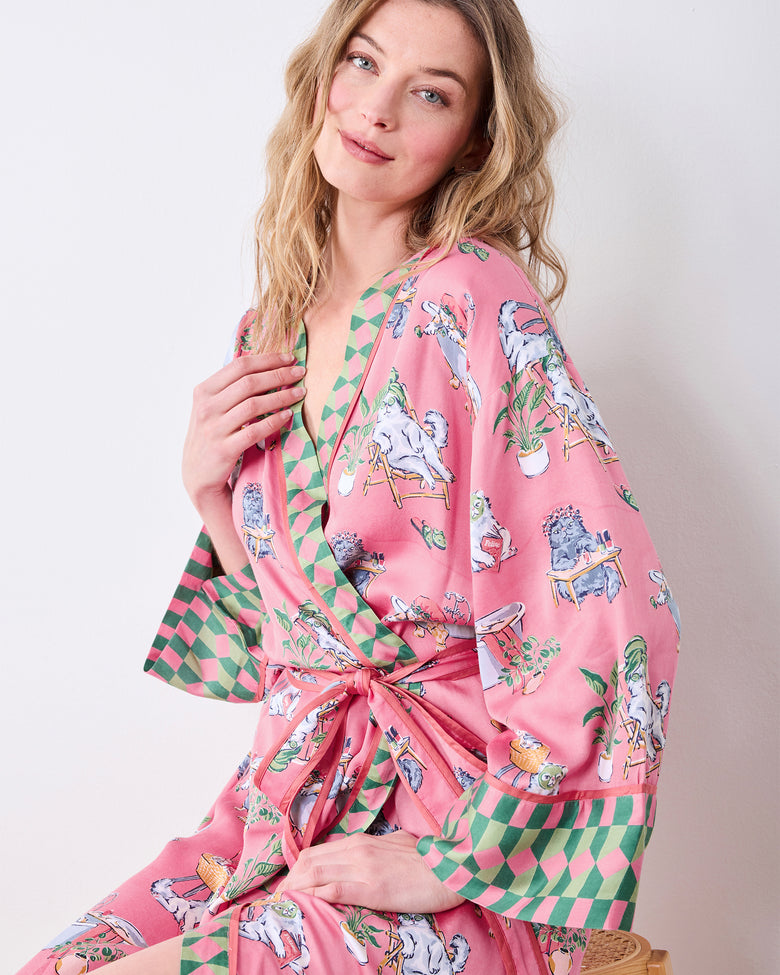 Spa Day - Eco Satin Robe - Pink Polish - Printfresh