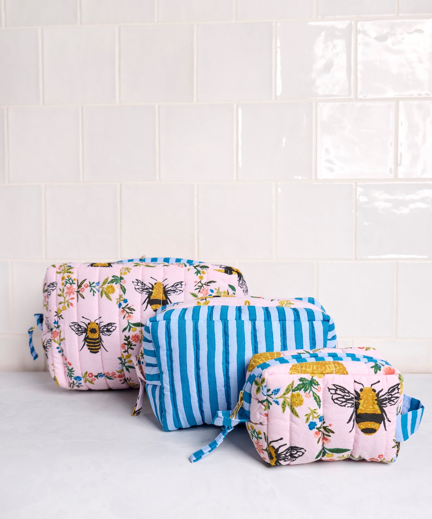 Sweet Bee - Three's Best Pouch Set - Pink Petal - Printfresh