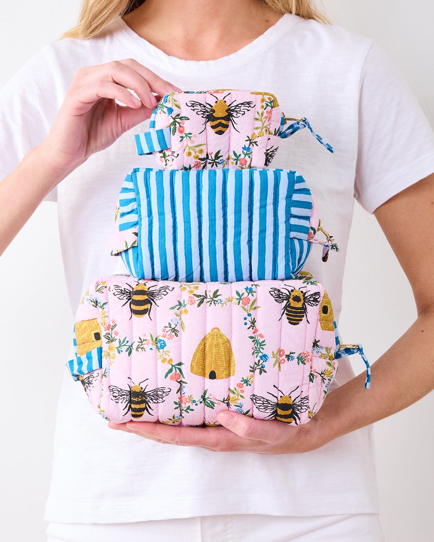 Sweet Bee - Three's Best Pouch Set - Pink Petal - Printfresh