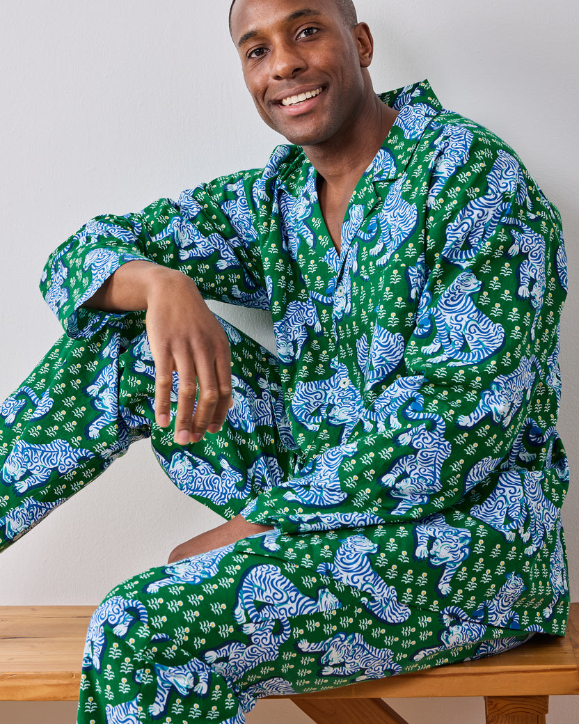 Tiger Queen - Men’s Long PJ Set - Jade - Printfresh