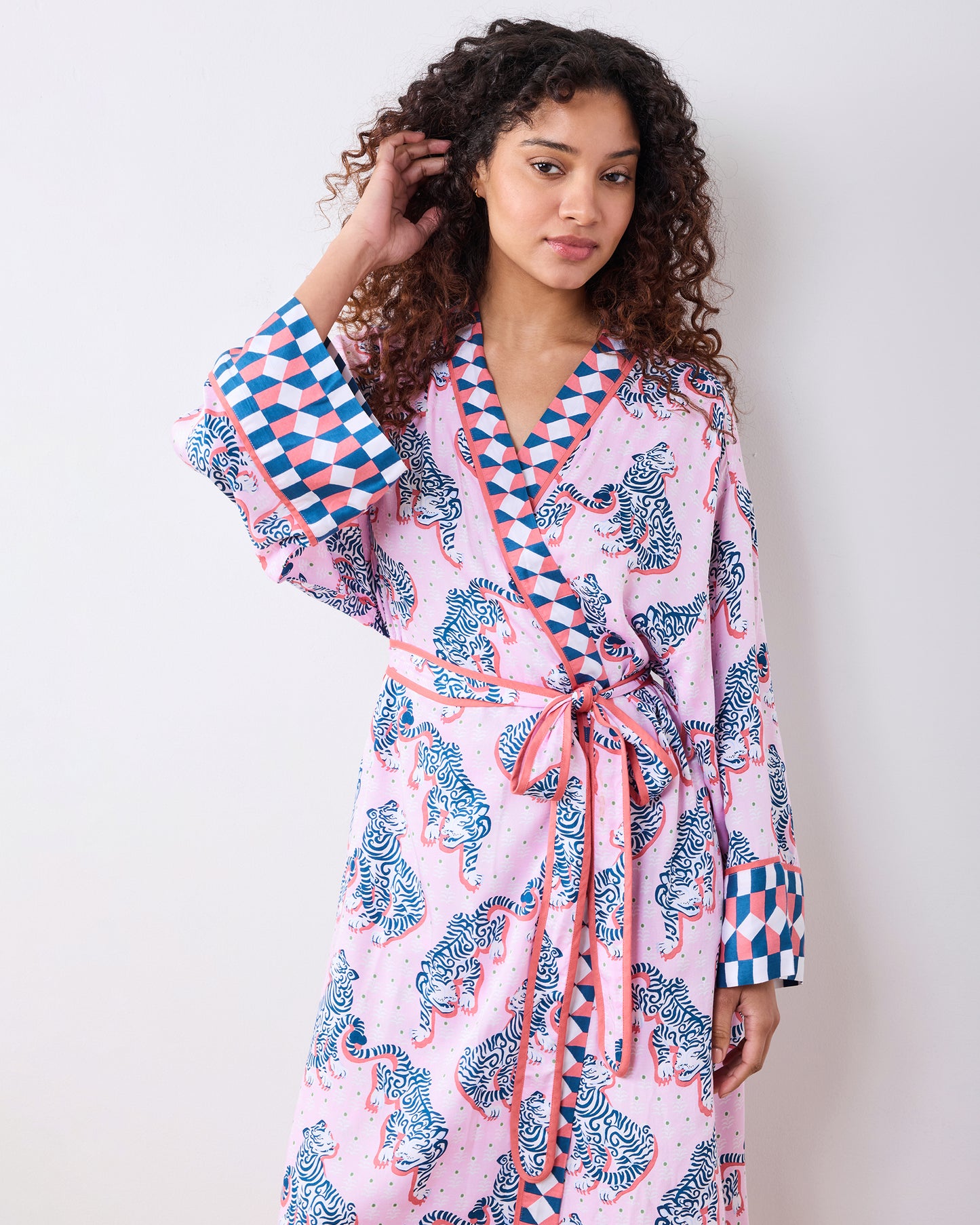 Tiger Queen - Eco Satin Robe - Blush & Bashful - Printfresh