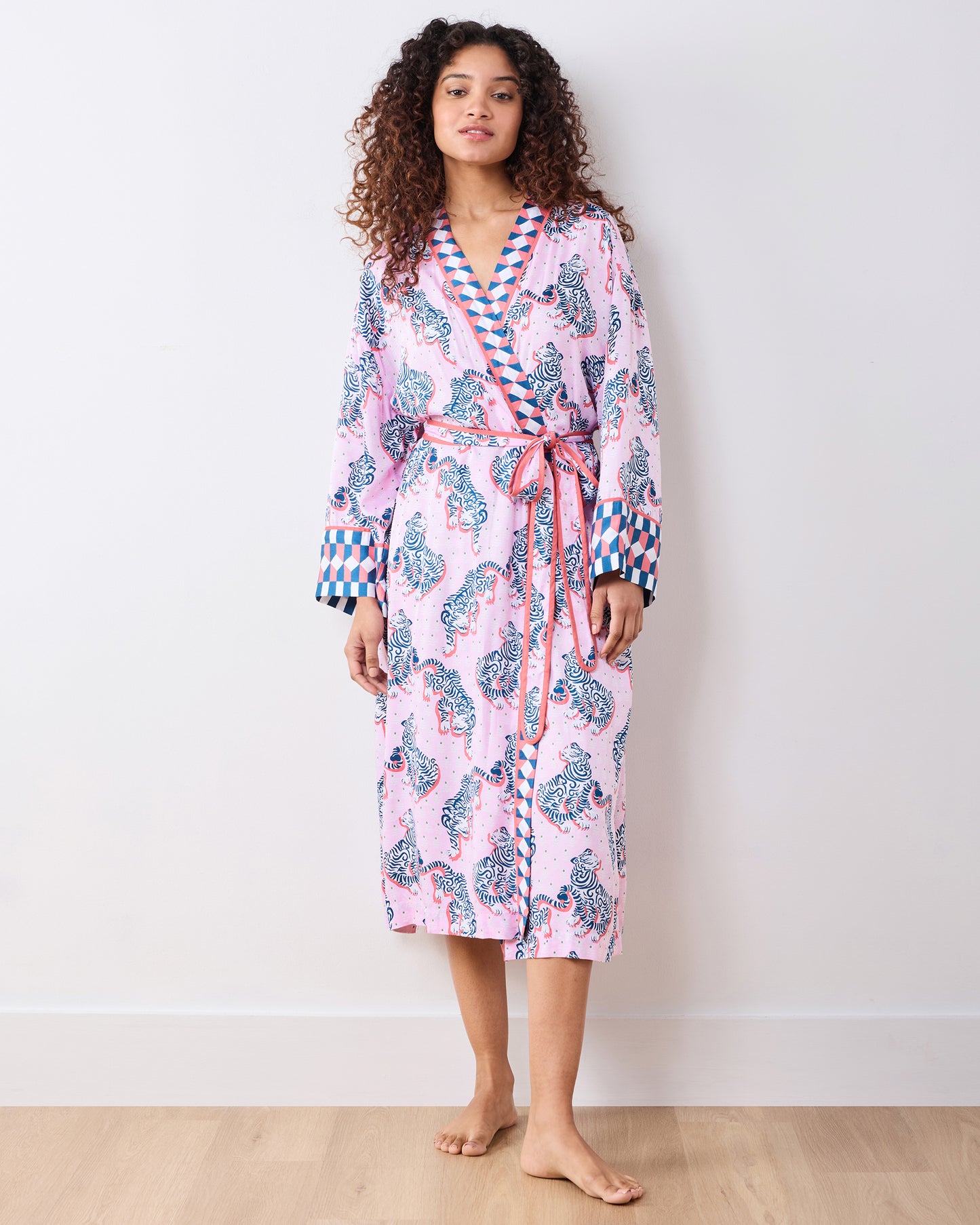 Tiger Queen - Eco Satin Robe - Blush & Bashful - Printfresh