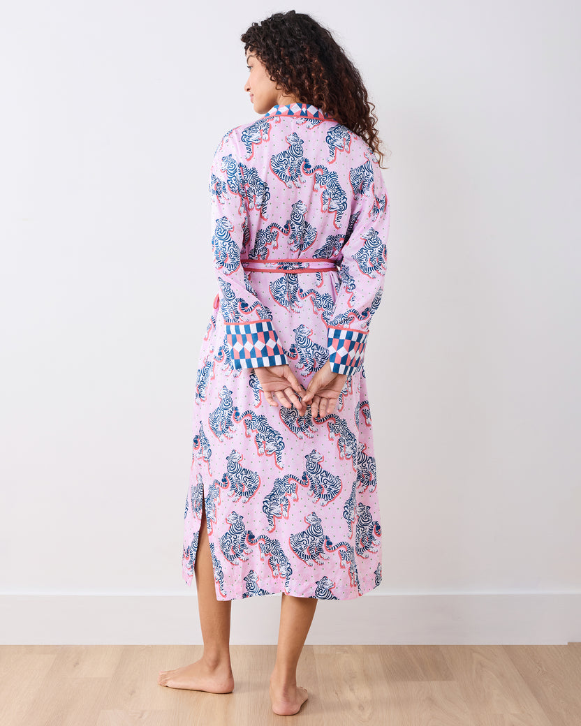 Tiger Queen - Eco Satin Robe - Blush & Bashful - Printfresh