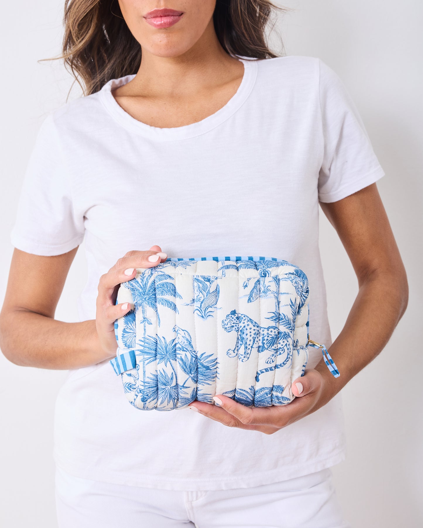Tropical Toile - Quilted Pouch - Cloud - Printfresh