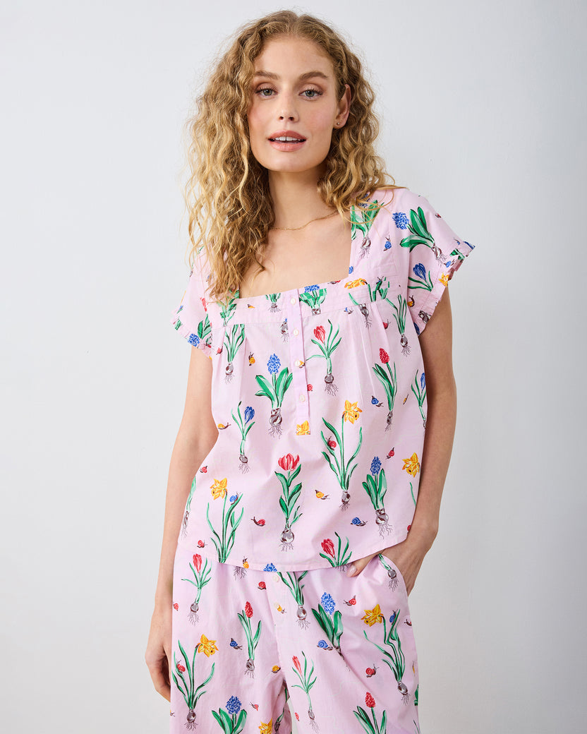 Tulip Trail - Pintuck Cropped  Set - Blush - Printfresh