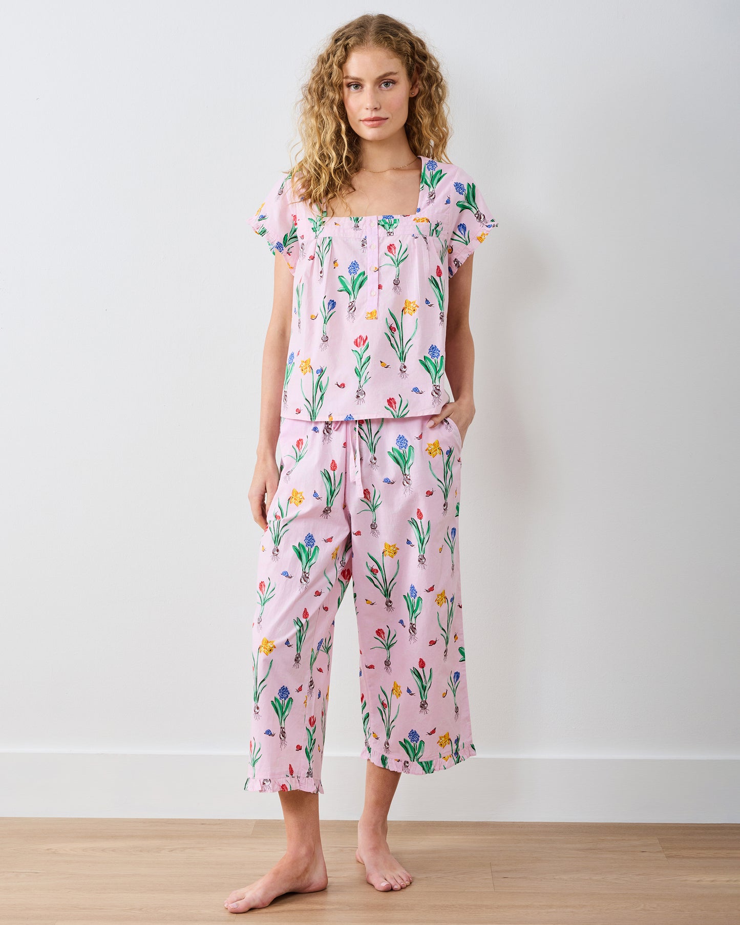 Tulip Trail - Pintuck Cropped  Set - Blush - Printfresh